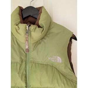The North Face Nuptse 700 Down Puffer Vest Women Sz S Avocado Green VTG Gorpcore